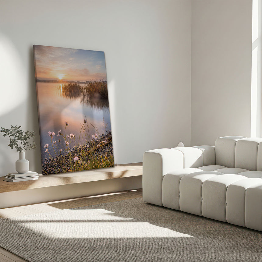 Lærredstryk - Misty Lake Morning Glow - Andreas Magnusson