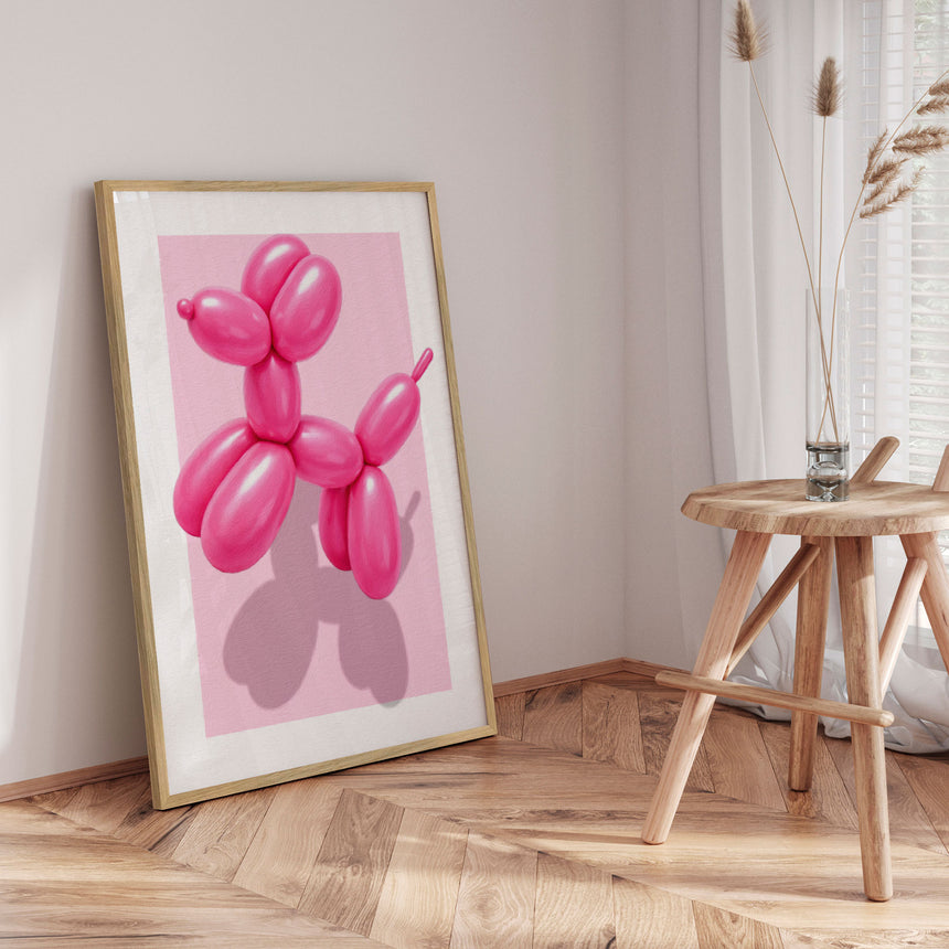 Plakat - Pink Ballon Poodle - Marja van den Hurk