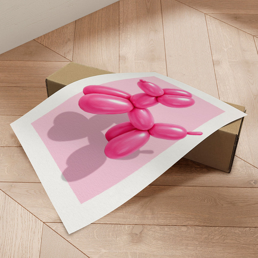 Plakat - Pink Ballon Poodle - Marja van den Hurk