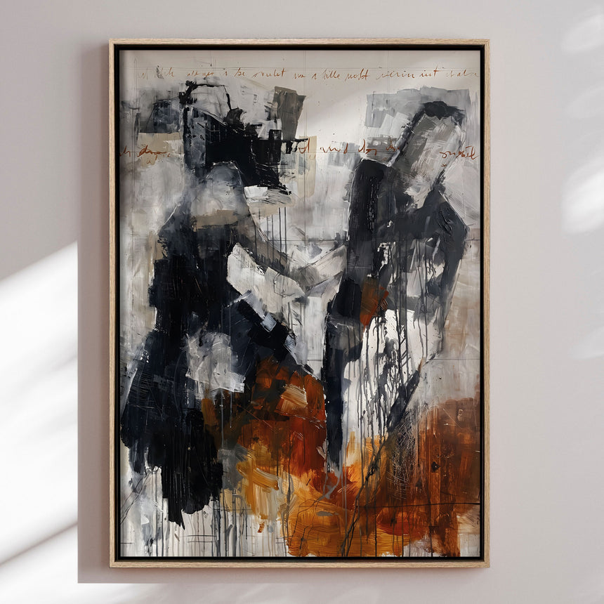 Håndlavet maleri med ramme - Abstract Figures Connection - HUGO - Mixed media
