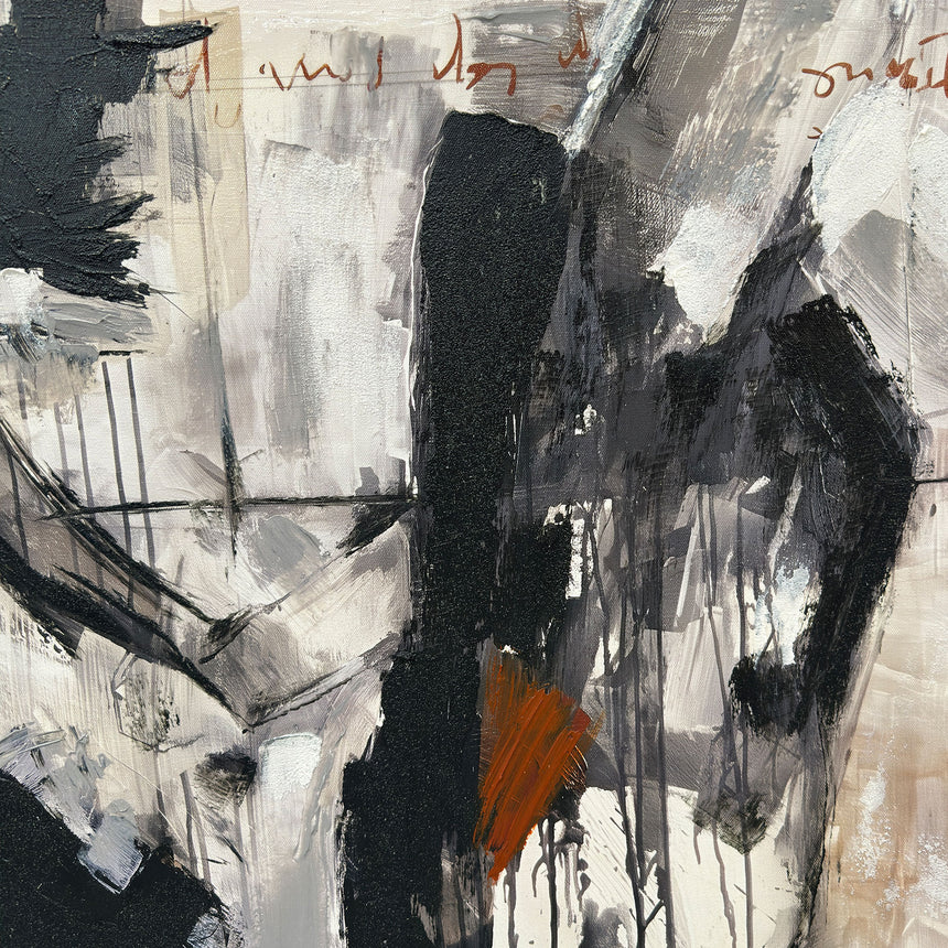 Håndlavet maleri med ramme - Abstract Figures Connection - HUGO - Mixed media