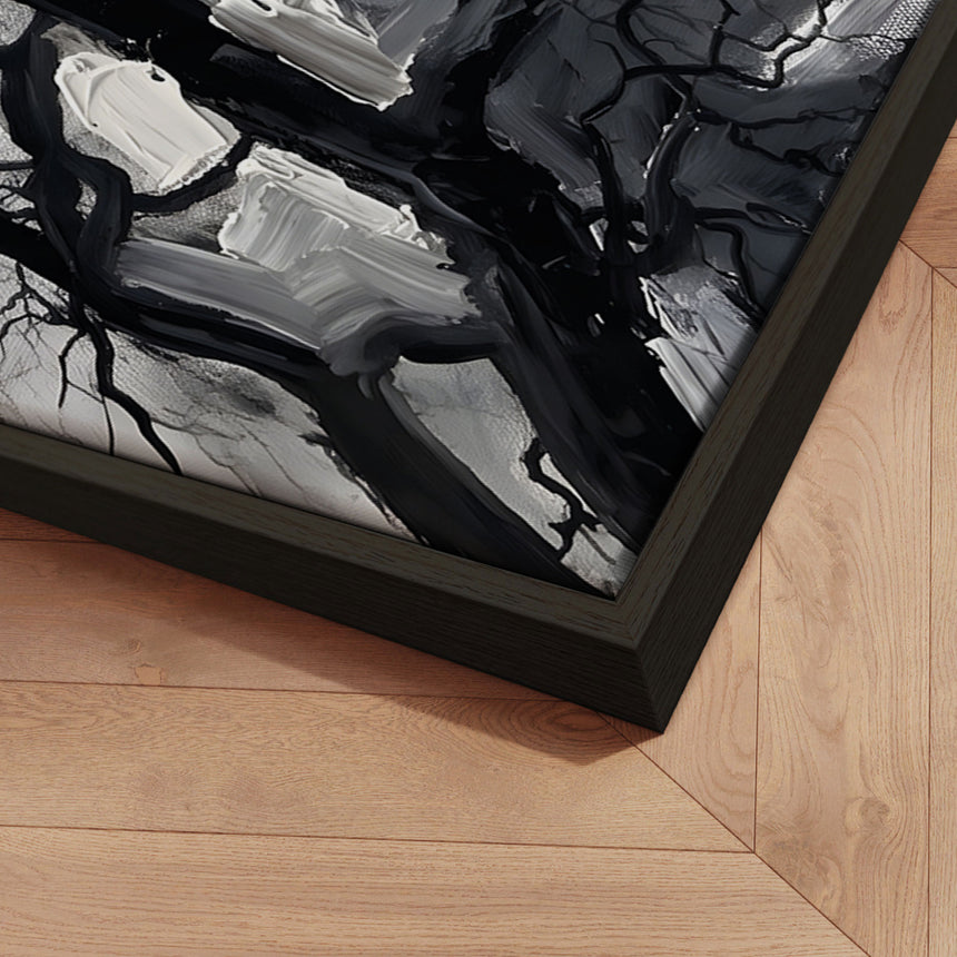 Håndlavet maleri med ramme - Bare Winter Branches - HUGO - Mixed media