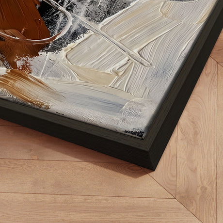 Håndlavet maleri med ramme - Dynamic Textured Abstract - HUGO - Mixed media