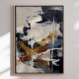 Håndlavet maleri med ramme - Dynamic Textured Abstract - HUGO - Mixed media