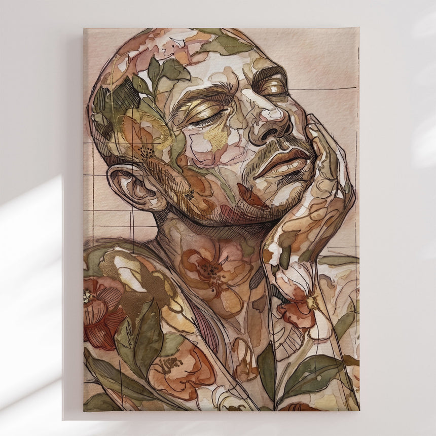 Lærredstryk - Floral Male Face - Julian Cross