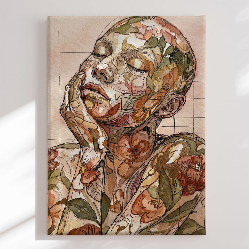 Lærredstryk - Floral Female Face - Julian Cross