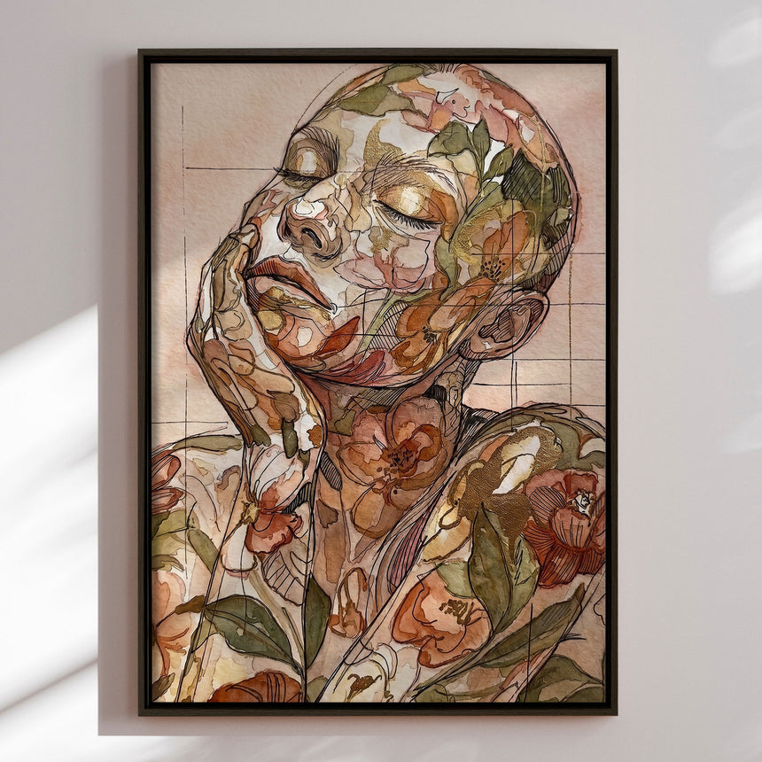 Lærredstryk - Floral Female Face - Julian Cross
