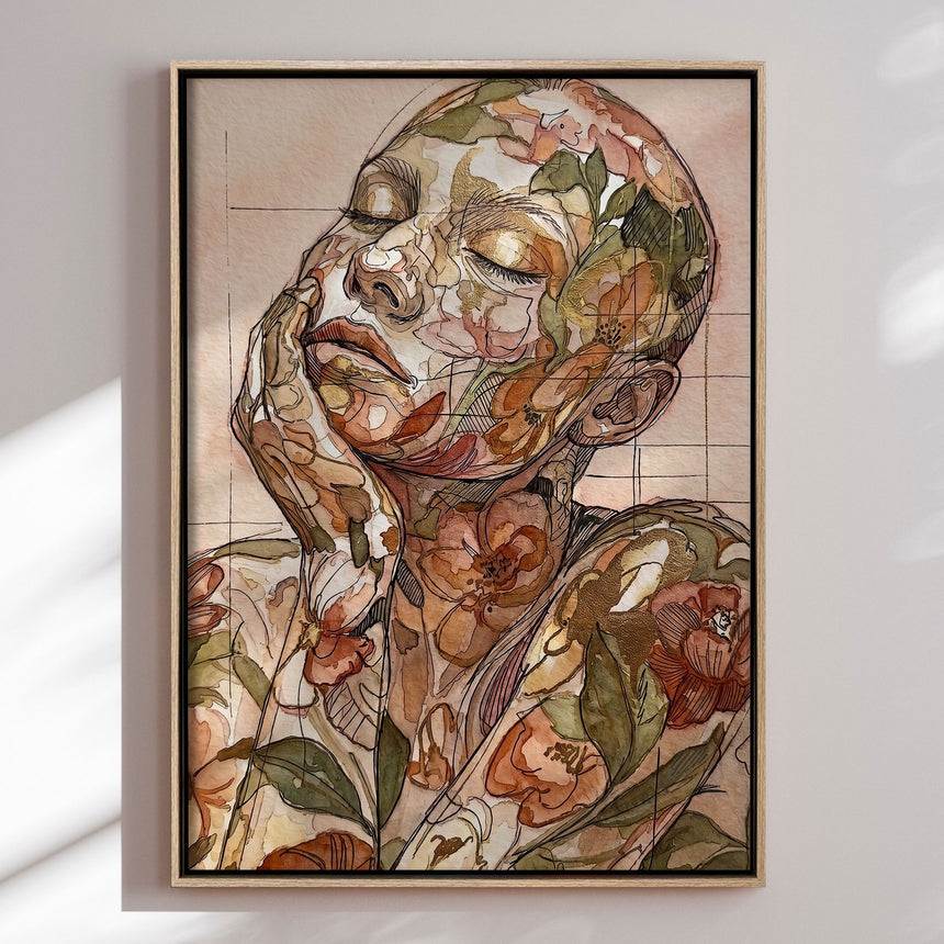Lærredstryk - Floral Female Face - Julian Cross