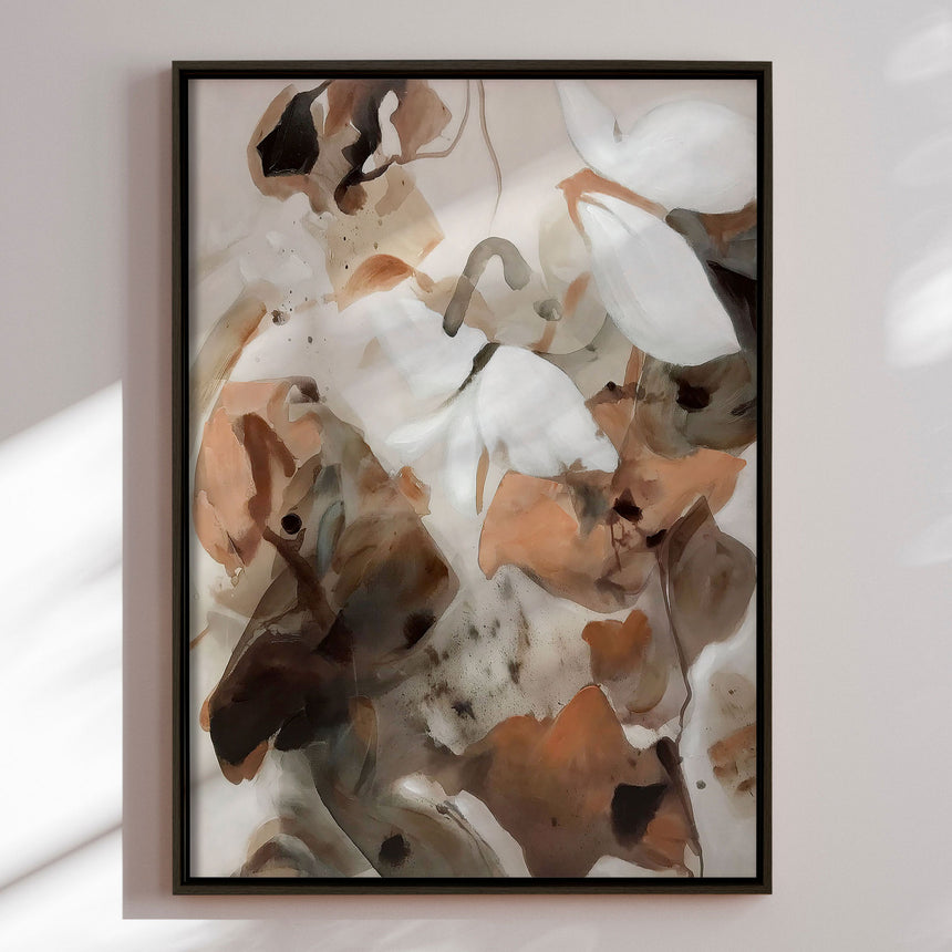 Håndlavet maleri med sort ramme - Echoes of Earth - Mixed media