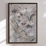 Håndlavet maleri med sort ramme - Dance of Dots - Mixed media