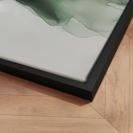Håndlavet maleri med sort ramme - Green Lagoon - Mixed media