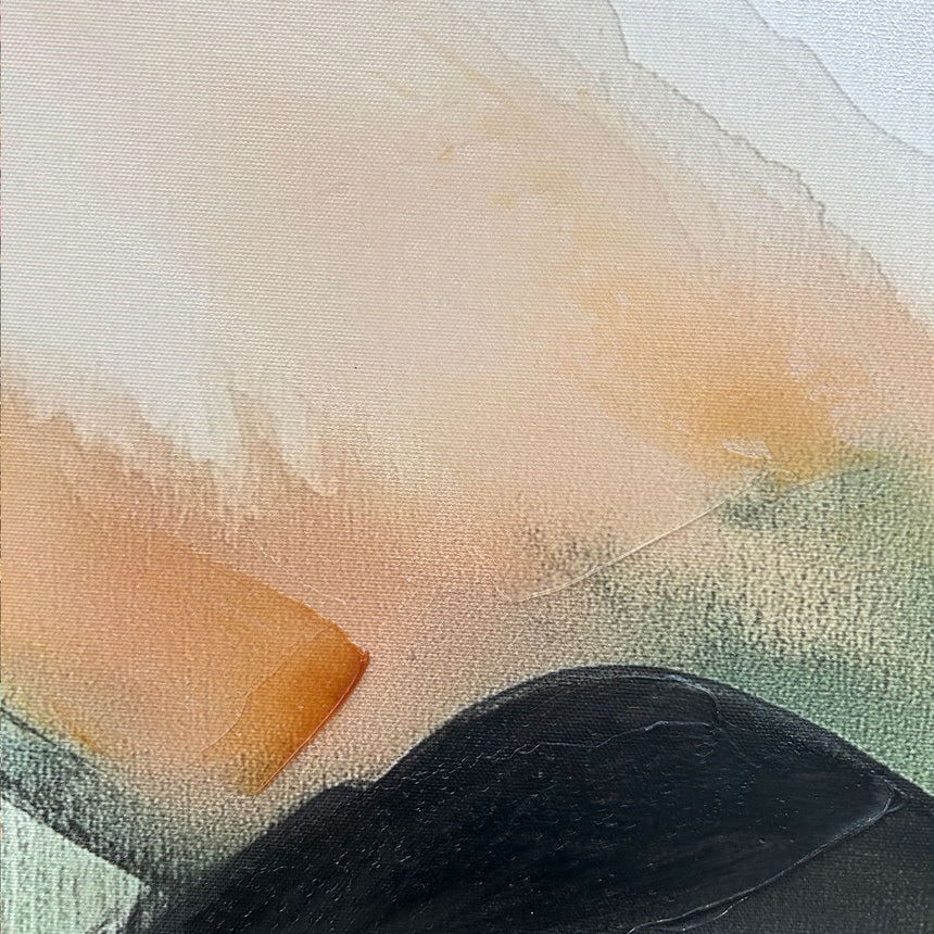 Håndlavet maleri med sort ramme - Green Lagoon - Mixed media