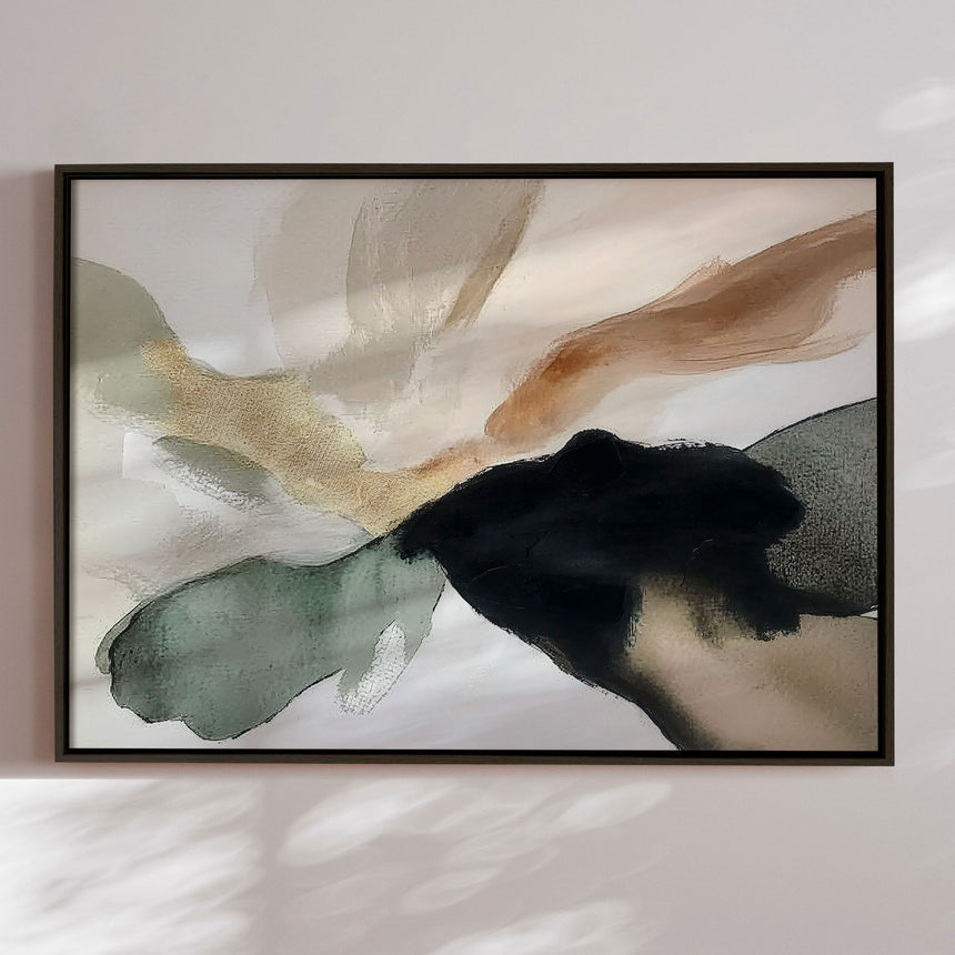 Håndlavet maleri med sort ramme - Brown Whispers - Mixed media