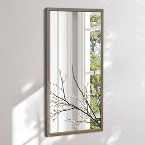 Aflangt spejl med bred grå træramme - Grey Oak - Incado