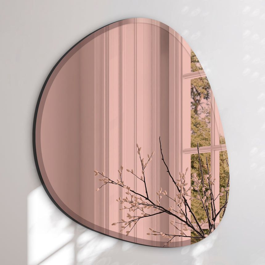 Asymmetrisk spejl med facetkant - Rosa guld