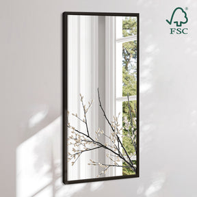 Aflangt spejl med smal sort træramme - Black Oak - Incado