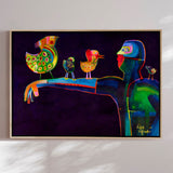 Lærredstryk - Man Speaking Birds - Susse Volander