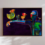 Lærredstryk - Man Speaking Birds - Susse Volander