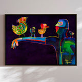 Lærredstryk - Man Speaking Birds - Susse Volander