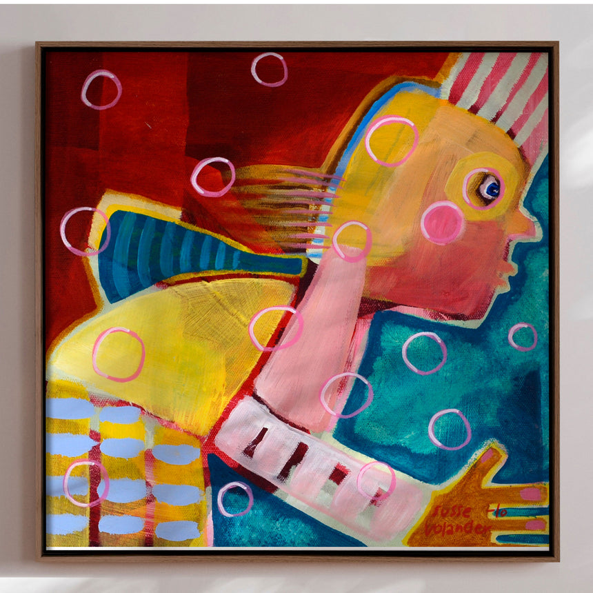 Lærredstryk - Man blowing soap - Susse Volander