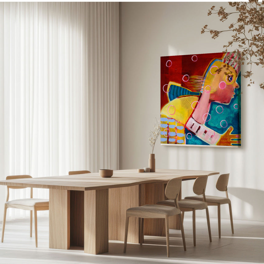 Lærredstryk - Man blowing soap - Susse Volander