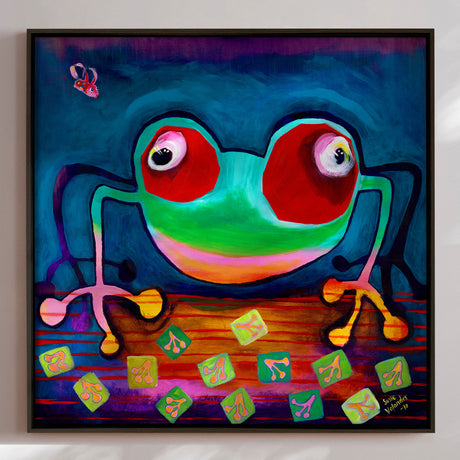 Lærredstryk - The Frog Jumps - Susse Volander