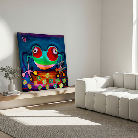 Lærredstryk - The Frog Jumps - Susse Volander