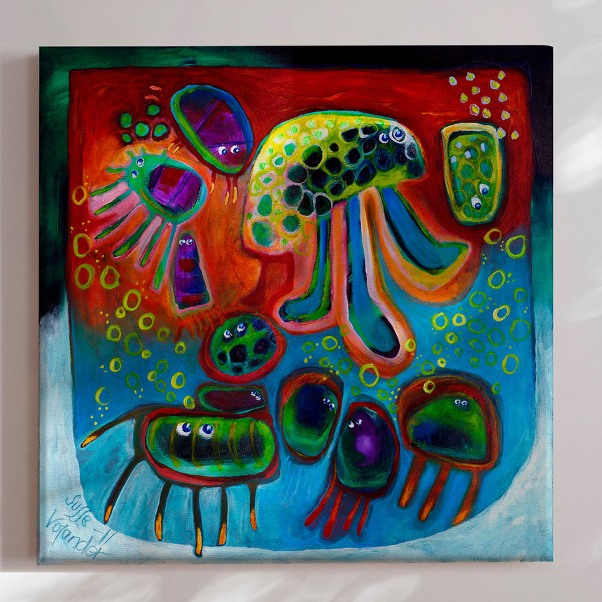 Lærredstryk - Jellyfish Party - Susse Volander