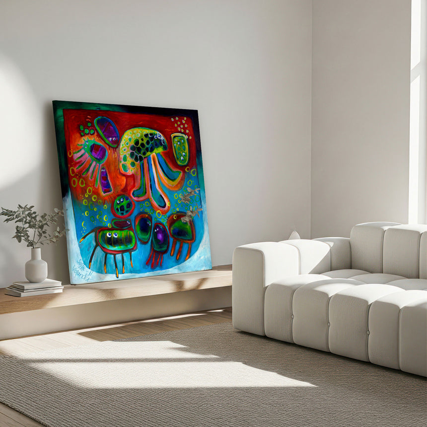 Lærredstryk - Jellyfish Party - Susse Volander