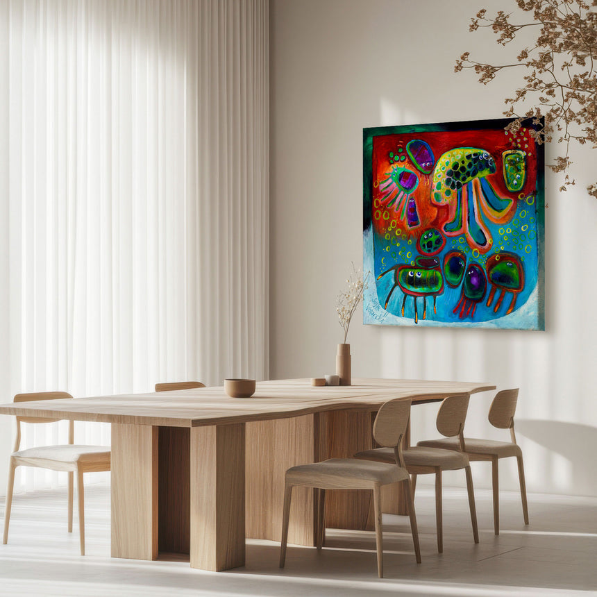 Lærredstryk - Jellyfish Party - Susse Volander