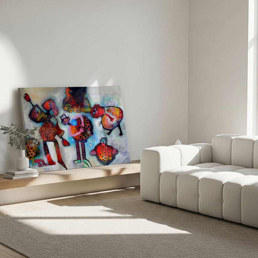 Lærredstryk - Anna Sisse with Pets - Susse Volander