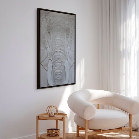 Håndlavet maleri med sort ramme - White Elephant - Mixed media