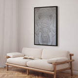 Håndlavet maleri med sort ramme - White Elephant - Mixed media