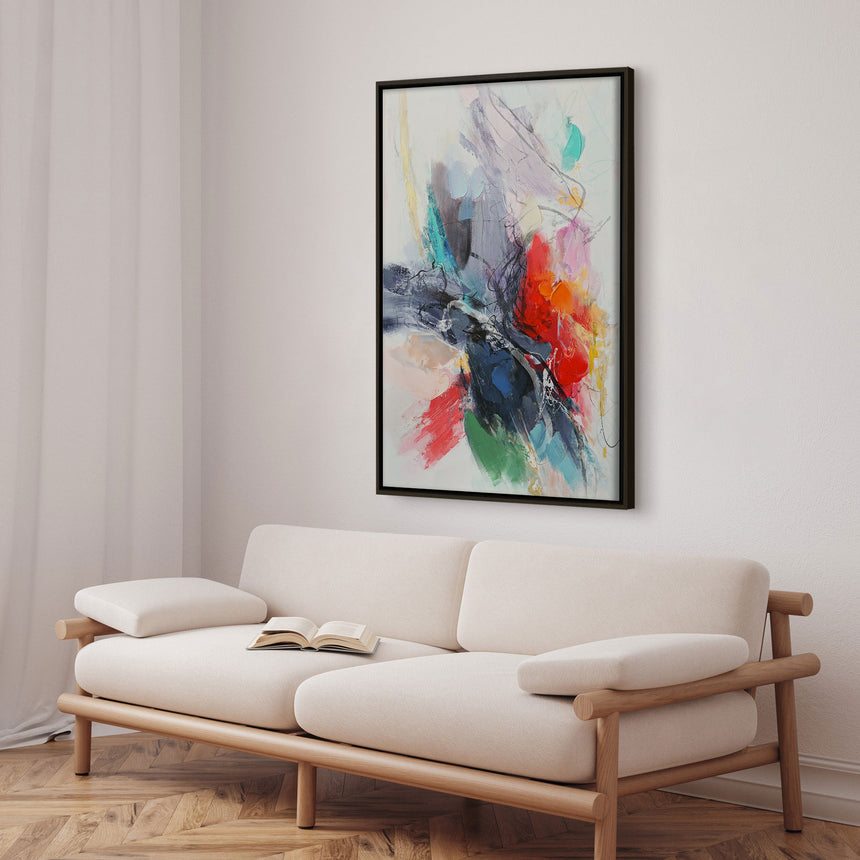 Håndlavet maleri med sort ramme - Abstract Storm IV - Mixed media
