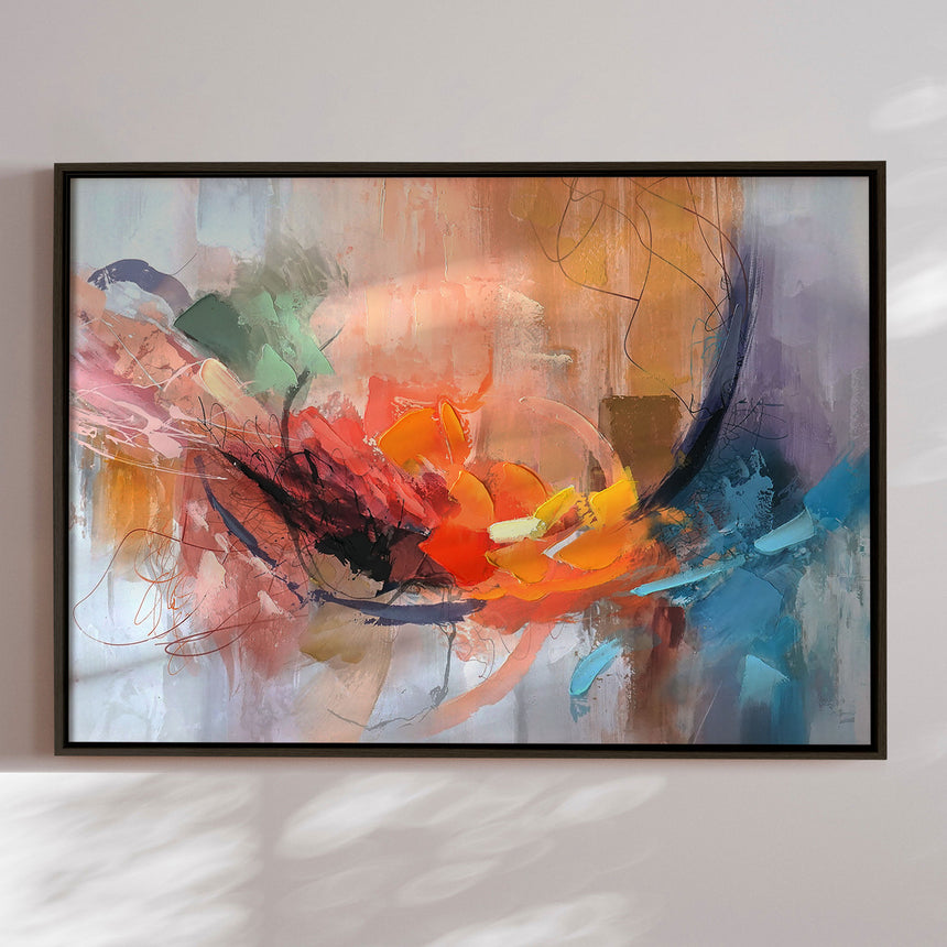 Håndlavet maleri med sort ramme - Abstract Storm VI - Mixed media