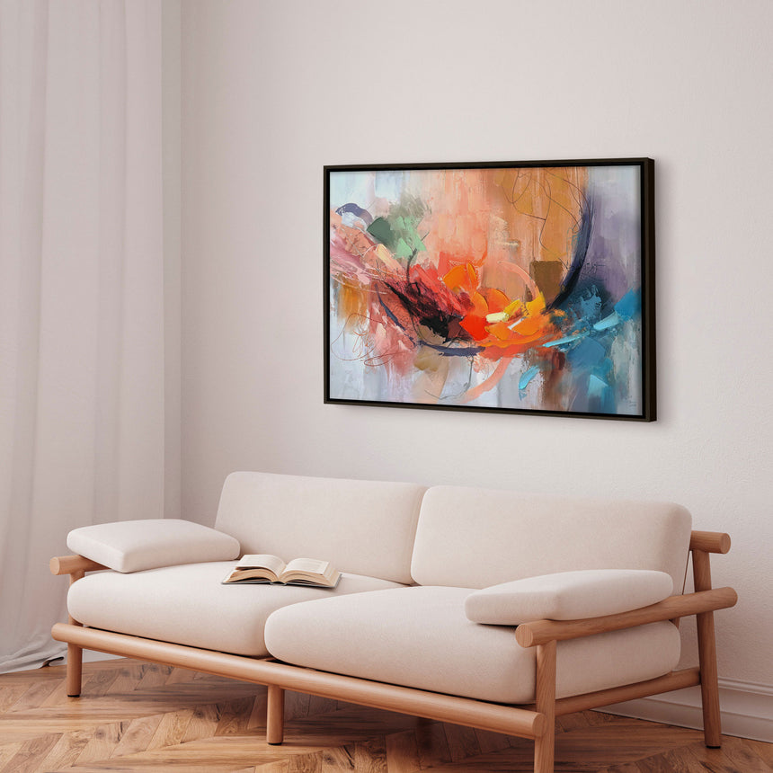 Håndlavet maleri med sort ramme - Abstract Storm VI - Mixed media