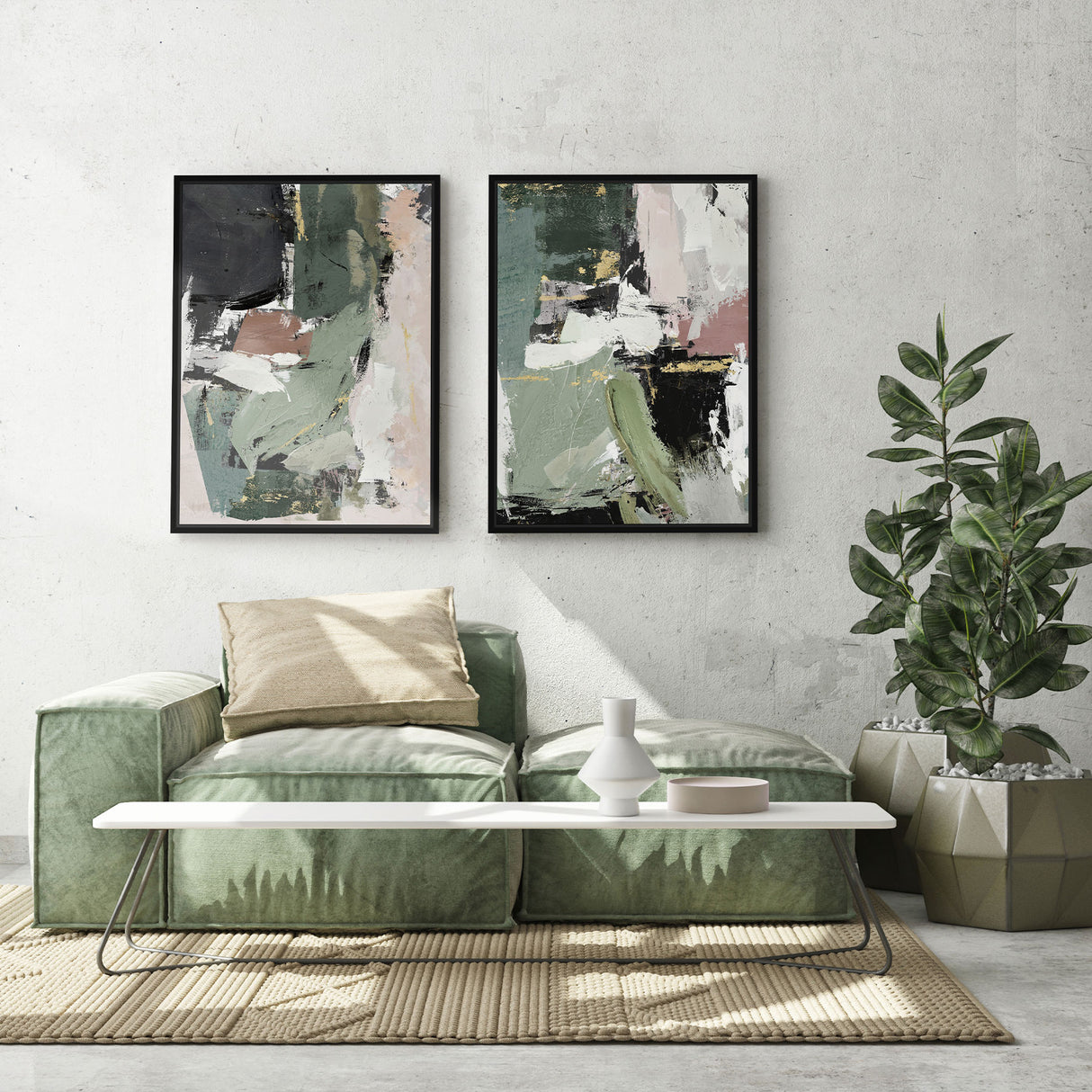 Maleri - Definition of Green II - Mixed Media