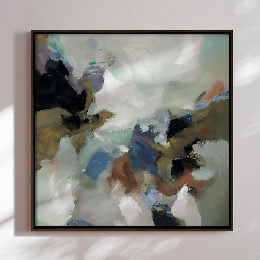 Håndlavet maleri med sort ramme - Whispers of Nature - Mixed media