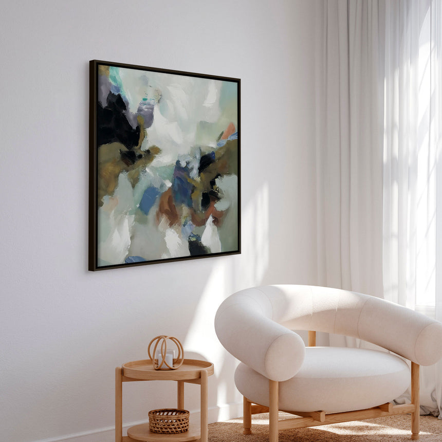 Håndlavet maleri med sort ramme - Whispers of Nature - Mixed media