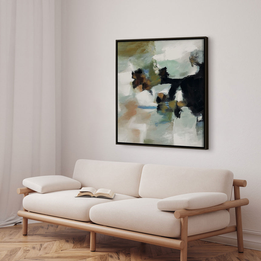 Håndlavet maleri med sort ramme - Echoes of Nature - Mixed media