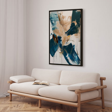 Håndlavet maleri med sort ramme - Fluid Silence - Mixed media