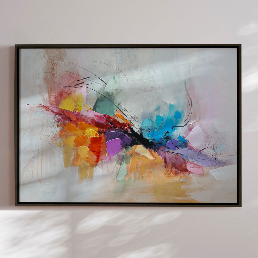 Håndlavet maleri med sort ramme - Whisper of Color - Mixed media