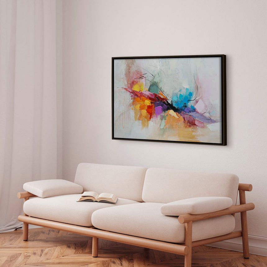 Håndlavet maleri med sort ramme - Whisper of Color - Mixed media