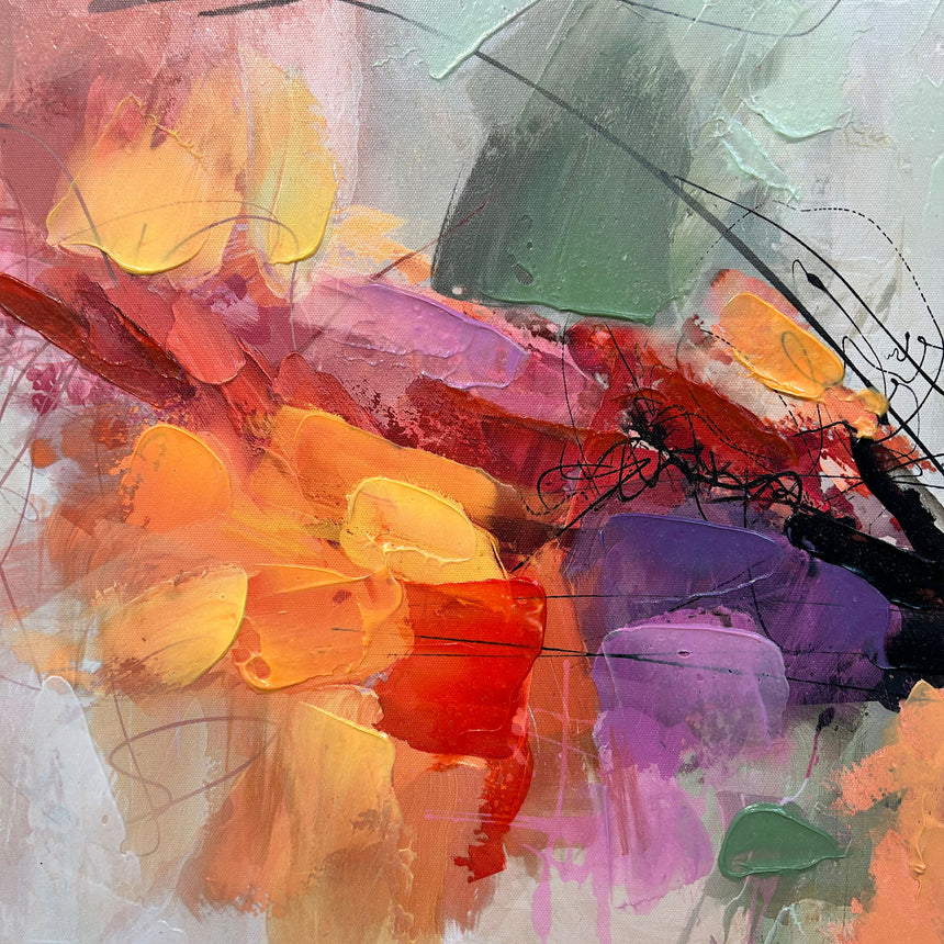 Håndlavet maleri med sort ramme - Whisper of Color - Mixed media