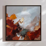 Håndlavet maleri med sort ramme - Red Motion - Mixed media