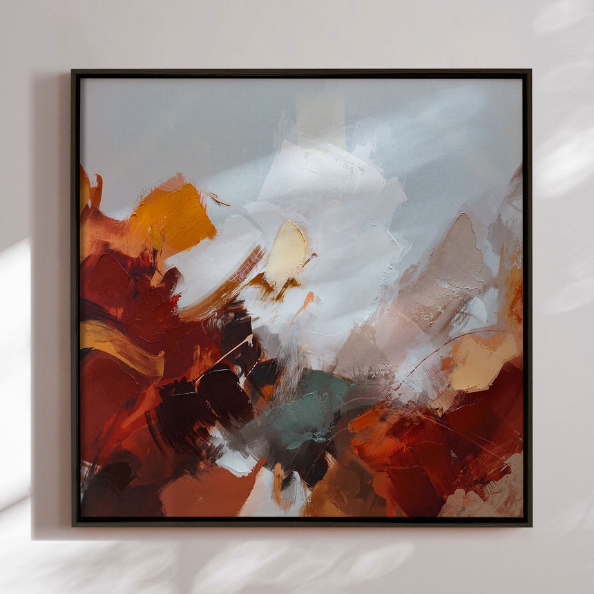 Håndlavet maleri med sort ramme - Red Motion - Mixed media