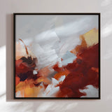 Håndlavet maleri med sort ramme - Red Motion II - Mixed media