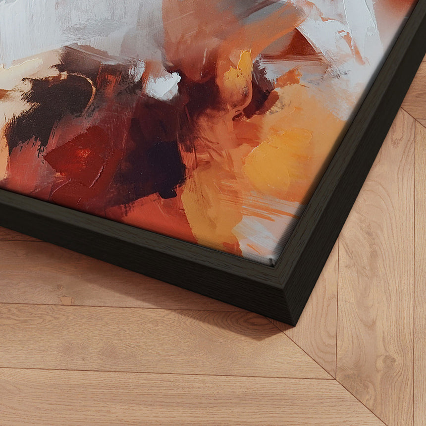 Håndlavet maleri med sort ramme - Red Motion II - Mixed media