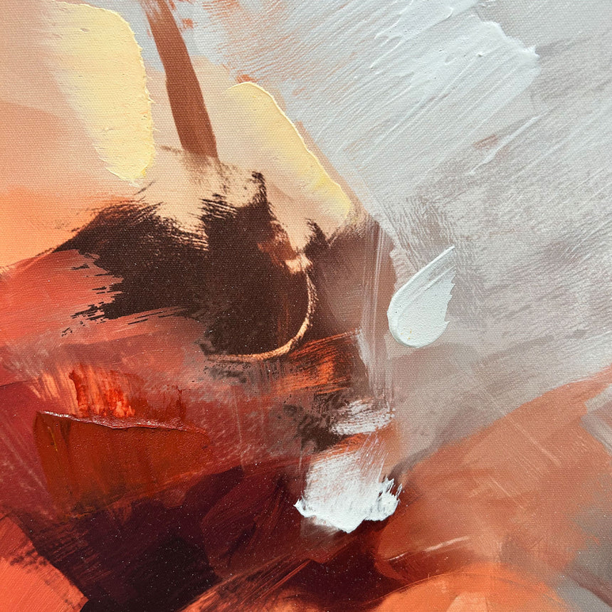 Håndlavet maleri med sort ramme - Red Motion II - Mixed media