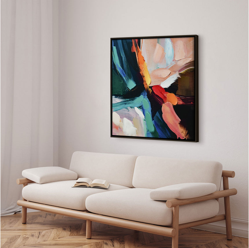 Håndlavet maleri med sort ramme - The Bold Divide II - Mixed media